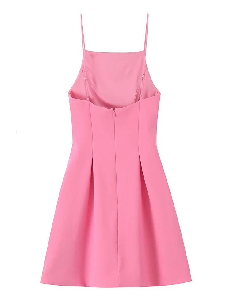 TFMLN Elegant Womens Pink spaghetti Shoulder Strap Dress Summer Ultra Thin Short Skirt Party Fashion ALine 250409
