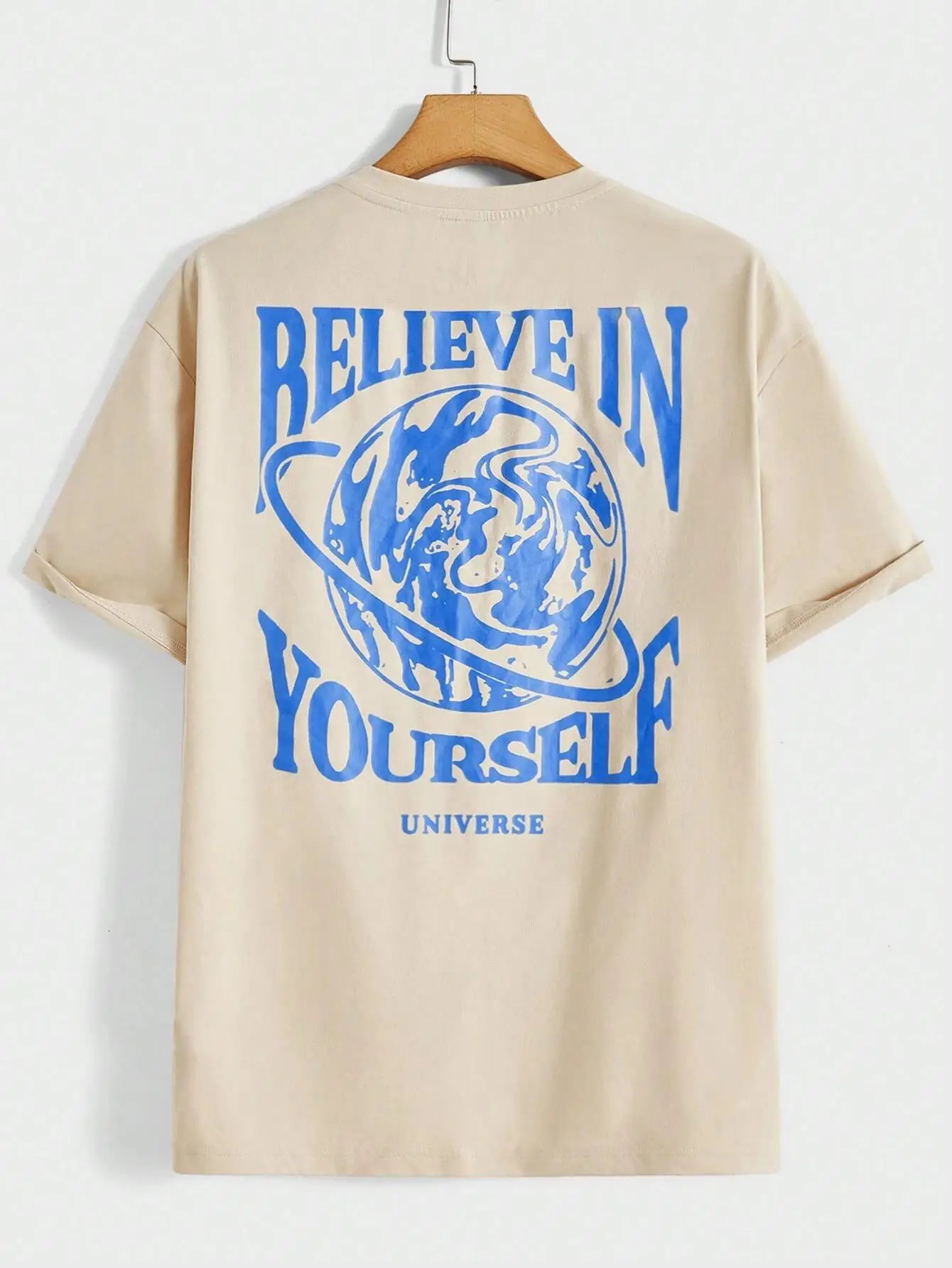 Believe in your own universe interesting graphic mens Tshirt cotton casual short sleeved fashionable breathable loose oversized 250409