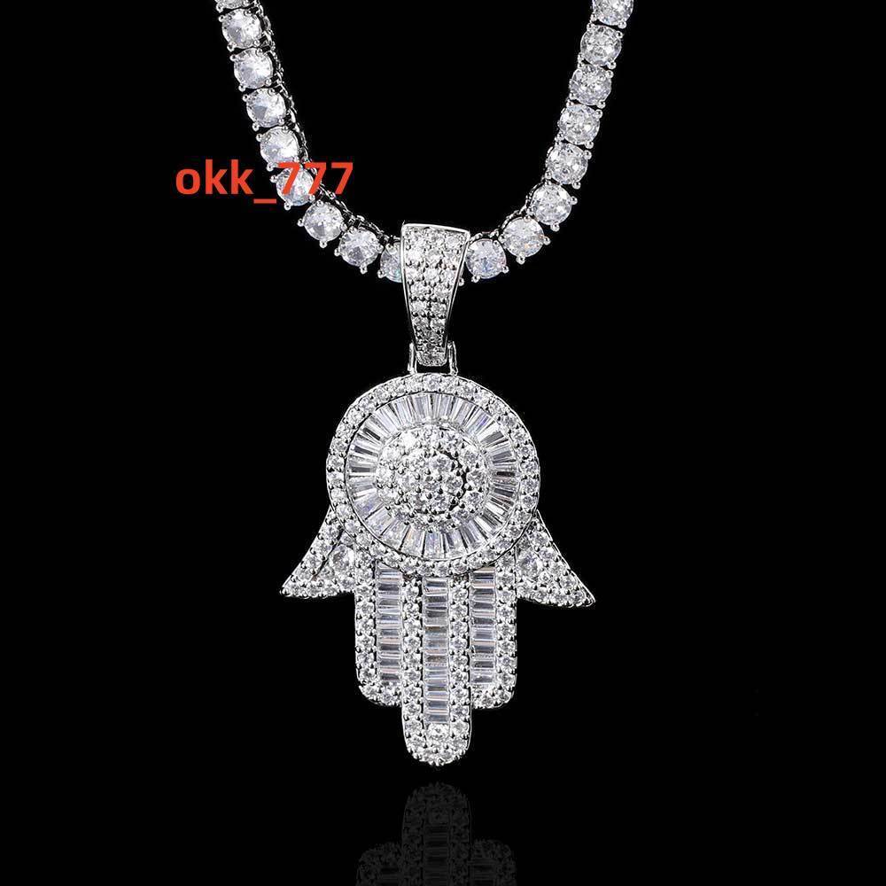 Iced Out Chain With Custom Pendant Silver White Gold Plated Custom Moissanite Pendant Fine Jewelry