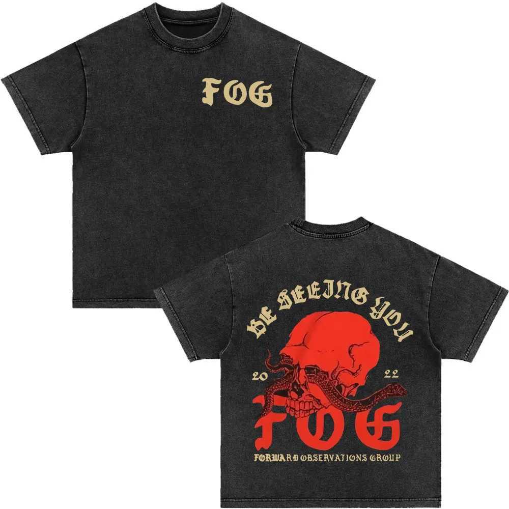 Forward Observations Group sees you washing vintage T-shirt skeleton graphic punk Gothic T-shirt womens oversized T-shirtXJ250409