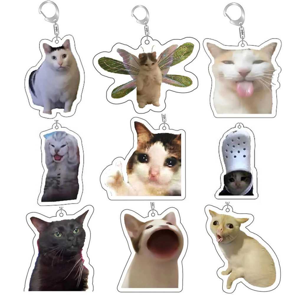 Super cute bread popping cat meow meme keychain ring for Accor bag pendant keychain jewelry fan giftXJ250409