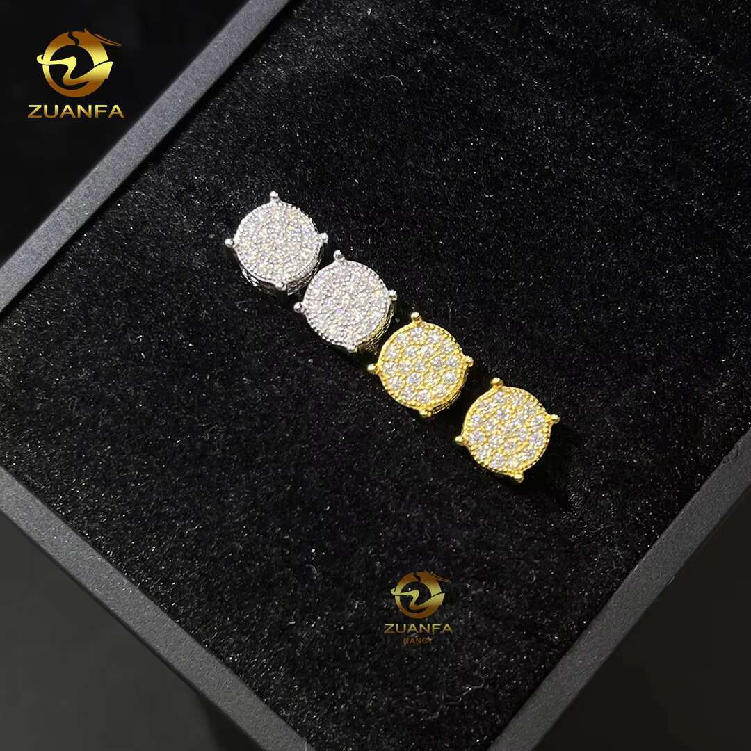 Hip Hop Jewelry Pass Diamond Tester High Quality Mens Earring 10k Solid Gold Moissanite Ear Studs Earrings