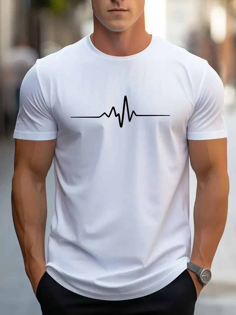 Creative printed mens fashionable summer staff collar short sleeved sports Tshirt comfortable and 250409