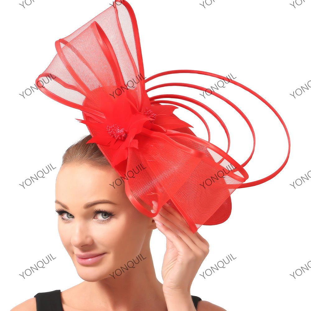 temperament horse racing festival feather top hat socialite family party hair accessories formal dress headwear hat style241217