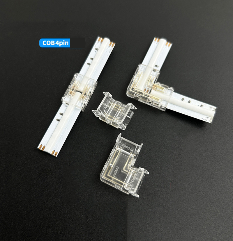 5/12/24V L-shaped corner connector LED strip connector solder-free buckle COB strip connector 2 Pin 3 Pin 4 Pin transparent