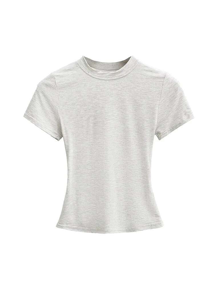 2025 New High Quality Casual T shirt Sexy Slim Short Sleeves Fashion Trend Solid Women Clothing y2k Tops
