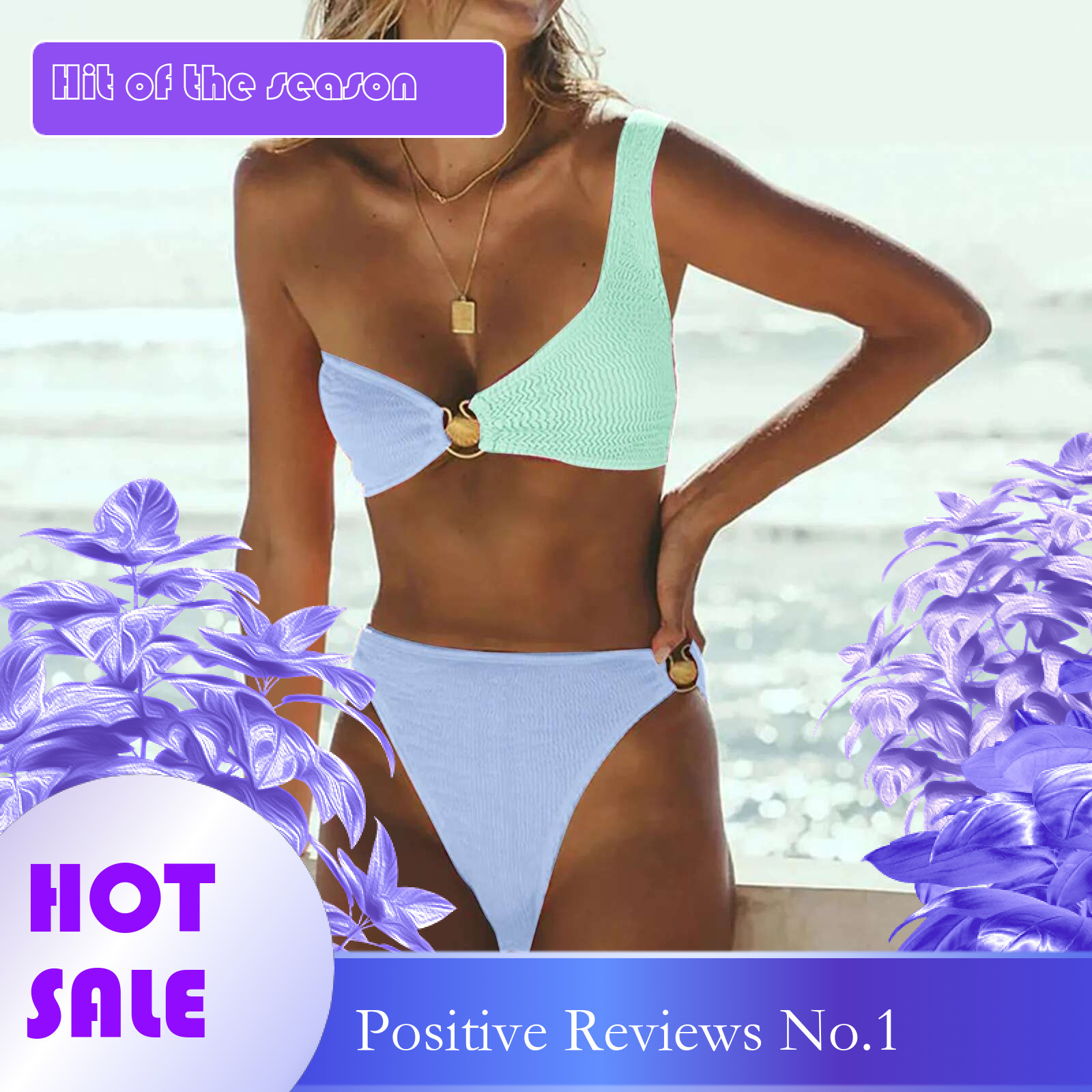 Dongdumaoyi Contrast Color Bikini Swimsuit For Women One Shouler Patchwork Swimwear New Sexy Set