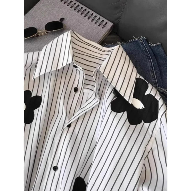 springsummer niche n striped printed loose long sleeved womens casual jacket 250409