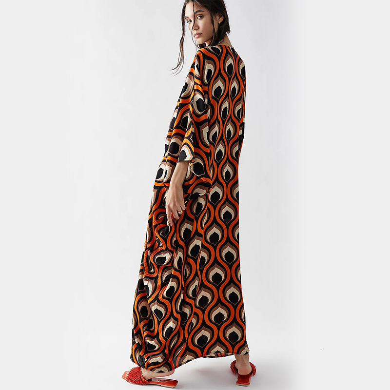 Fashionable 2025 Spring/Summer New Hot Selling Printed Dress Bohemian Style KAFTAN Long Dress for Women