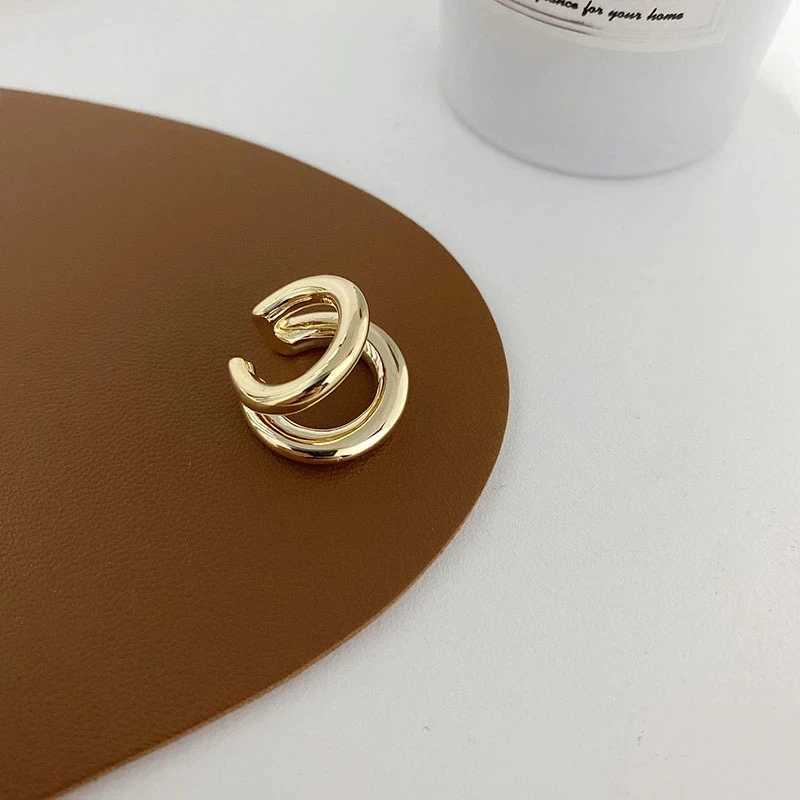 Fake Piercing Earcuff Double Circle Ear Cuff Faux Earrings for Women Man Hiphop Vintage Cuffs Earclips Accessories Korean Fashio Z250408