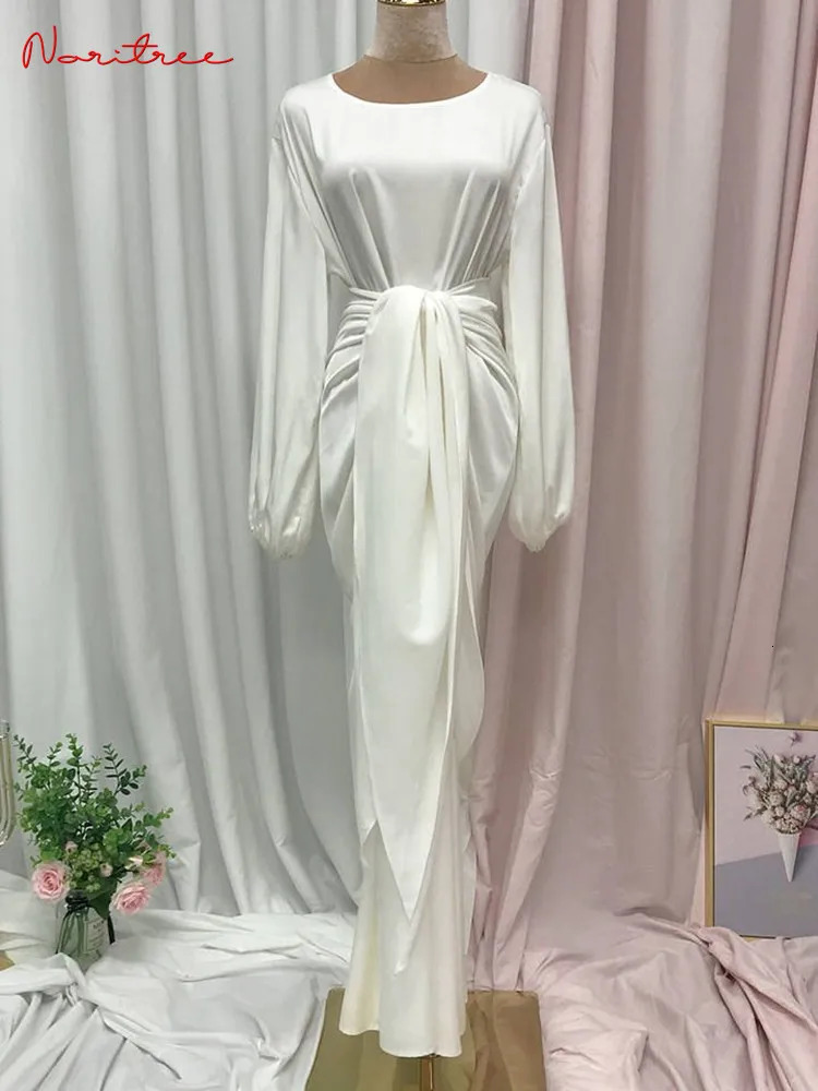 Silk twopiece Ramadan Eid Djellaba set Glossy Islamic Muslim dress Abaya robe Dubai womens clothing WY1294f 250409