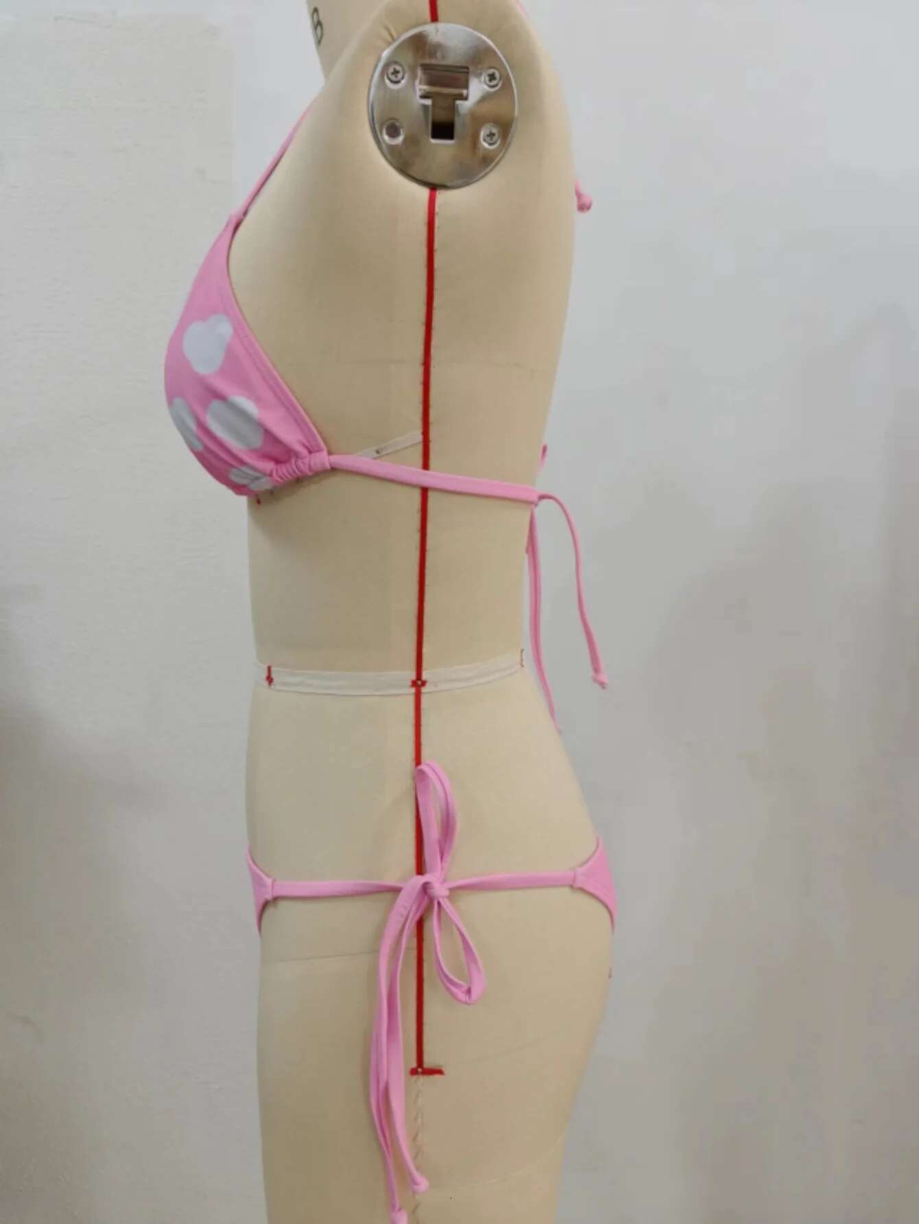 2 pcs/a set Cute Cartoon Bikini Small Breast Gathers Beach Vacation Style