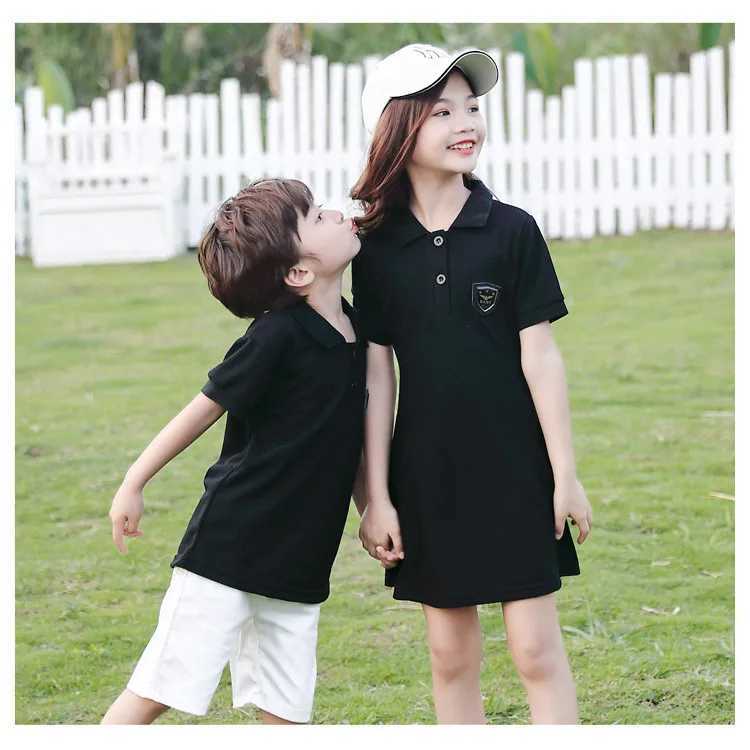 Fashionable black polo family dress mens shirt mens T-shirt mens T-shirt womens mini dress mens Mathing set S2548