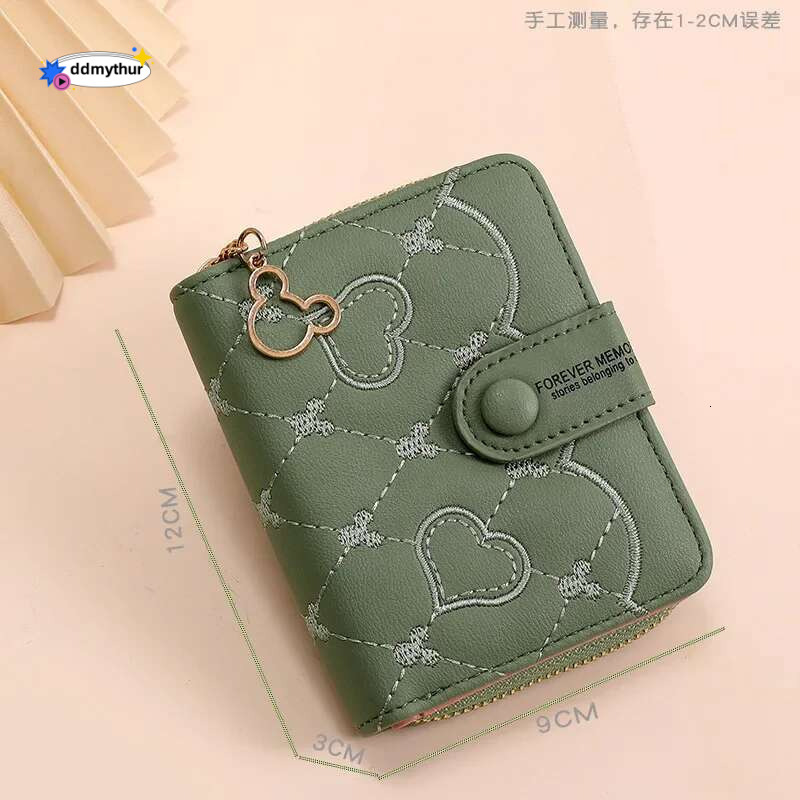 New Mini Mouse Embroidery ID Card Holders Girls Coin Purse Fashion Short Zipper Wallet for Women ddmythur