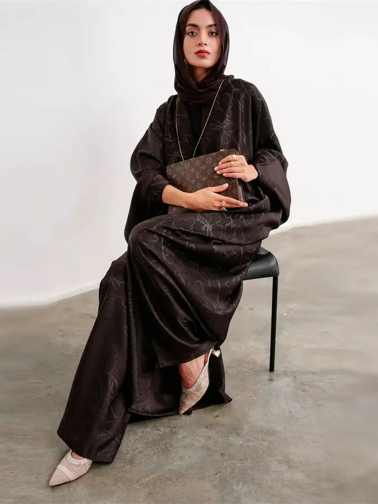 Satin Abaya Damen Dubai Arab Muslim Kaftan African Dress Prayer Women Caftan Marocain Robe Musulmane Vestidos 250409