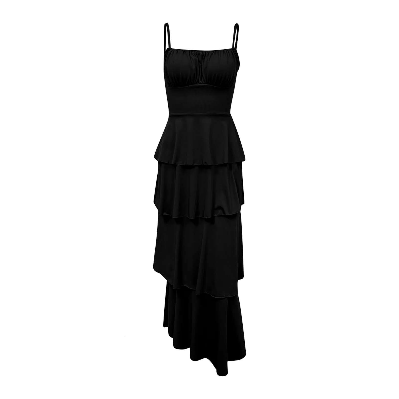 Dongdumaoyi Vacation Ladies Cake Dress Elegant Sweet New Item Solid Color Slim Fit High Street Gentle Fashionable Black Dresses Woman