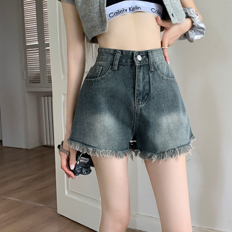 2025 New Designer Shorts Edge Design American Denim Shorts For Women Summer New High Waisted Straight Loose Slimming A-line Wide Leg Pants
