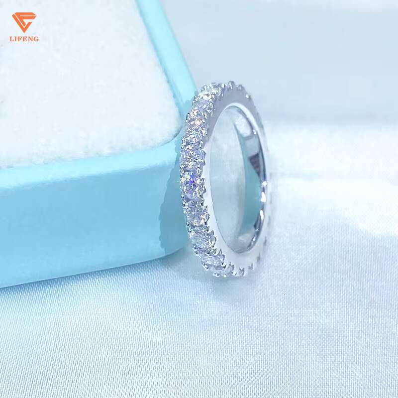 Wholesale Sparking Vvs Moissanite Diamond Ring Round Cut 925 Silver Hip Hop Jewelry Engagement Wedding Rings