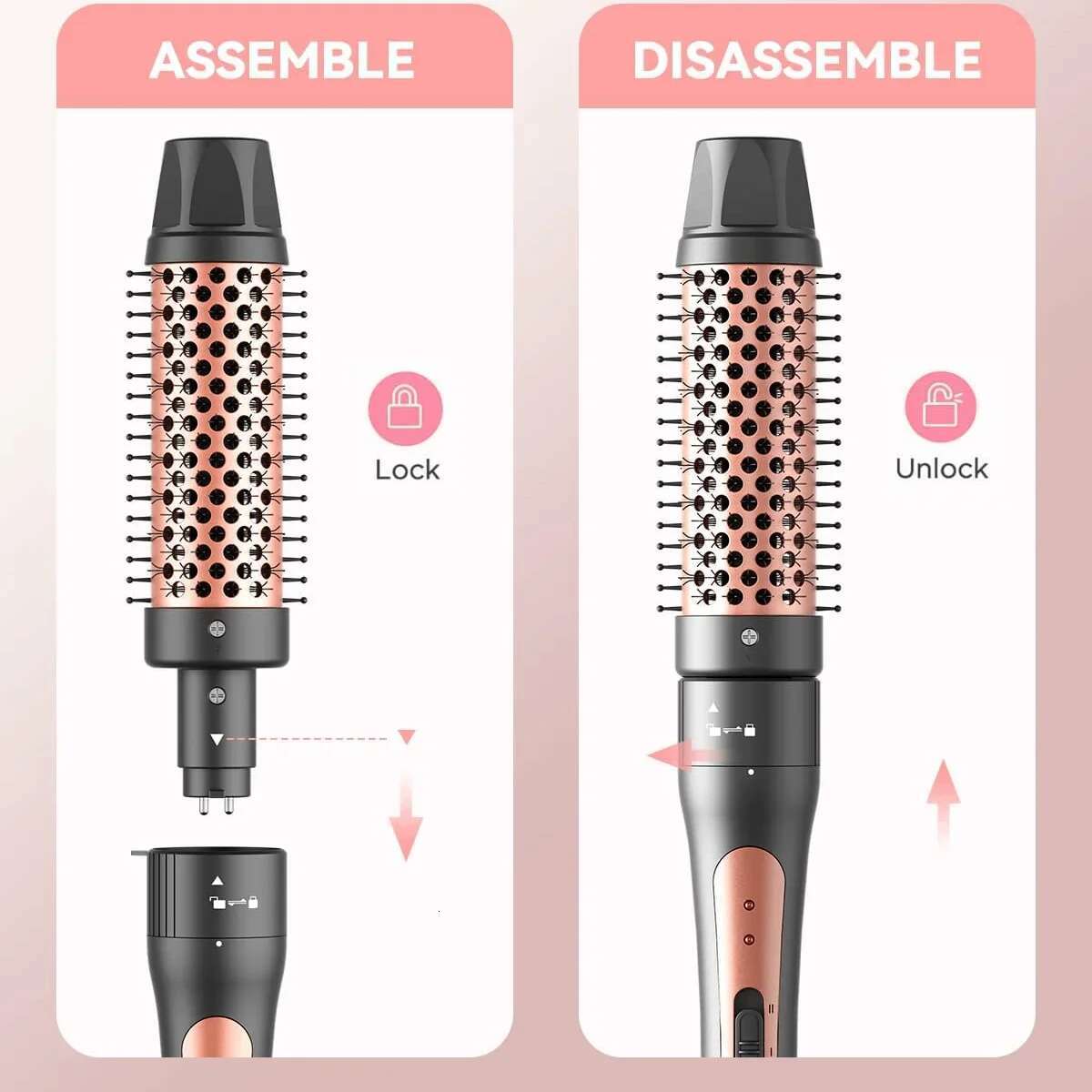 4 In 1 Curg Equipped With Electric Brushes Hot Air Comb Fast Heating Up Crimper Wand Curler Salon Curly Hair Iron