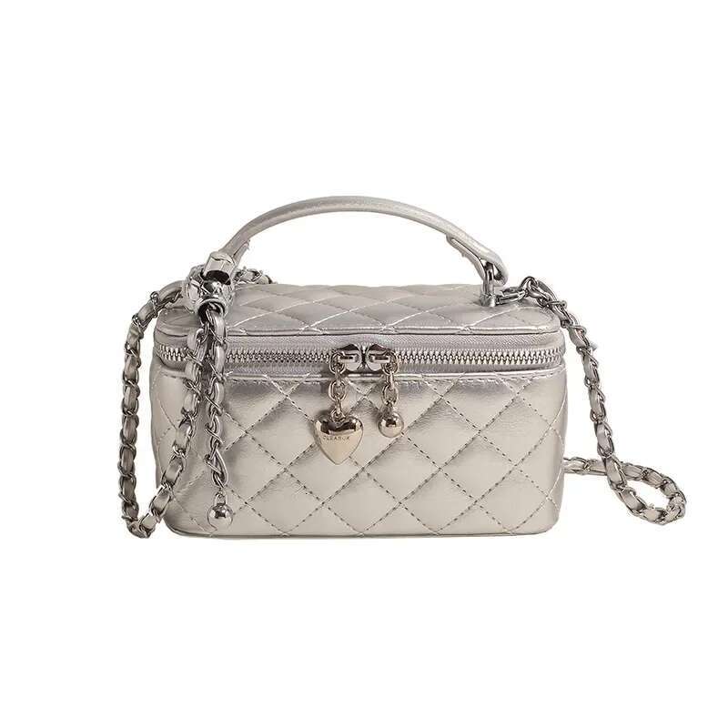 Rhombus Embroidery Thread Women's 2024 New Spring And Summer Versatile Chain Messenger Bag Popular About Small Square