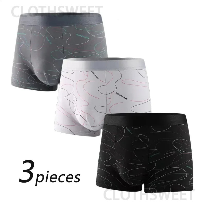 Men Boxers Sports Underwear Underpants Shorts 2XL 3XL 4XL Simple Line Breathable Fashion Fitness 240830