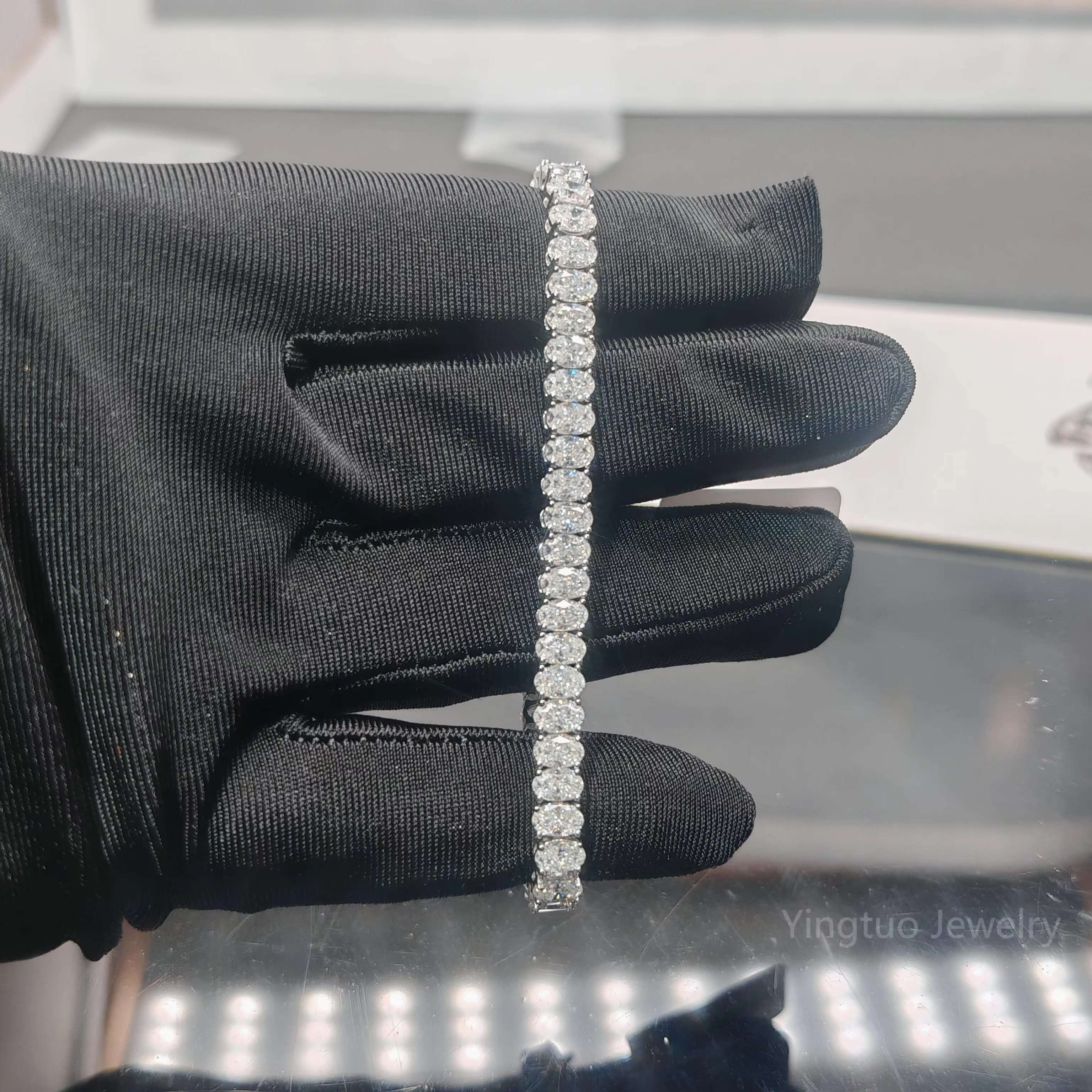 Hot Selling Oval Shape Tennis Chain Fine Jewelry Man Women S925 Silver Chain Hip Hop Bracelet VVS Moissanite Cuban Chain