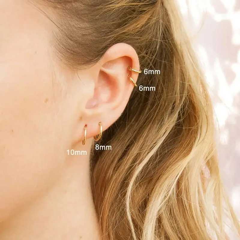 7Pairs/Kit Stainless Steel Huggies Hoop Earrings Multiple Sizes Unisex Sexy Ear Cartilage Piercing Jewelry Wholesale Z250408
