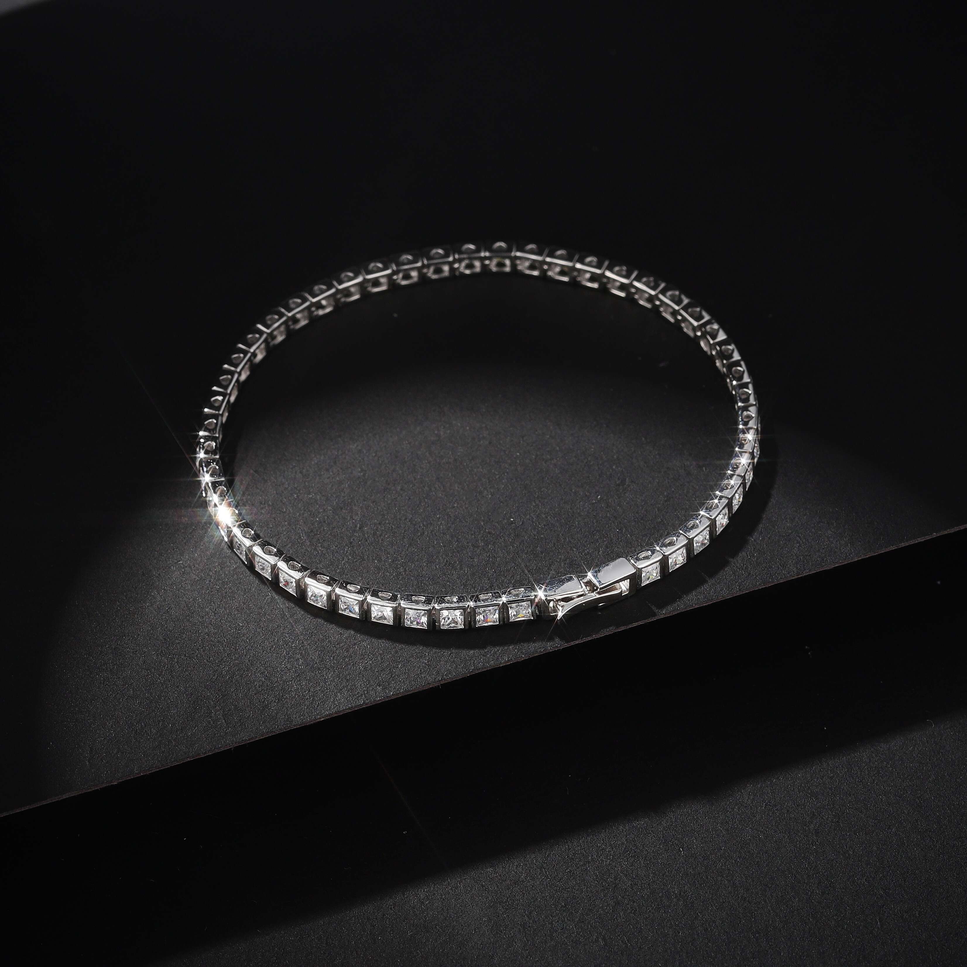 High End Fashion Moissanite Jewelry Fine Chain Zircon S925 Sterling Silver 18k Gold Plated VVS Moissanite Tennis Chain Bracelet