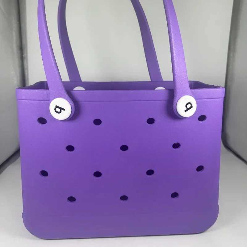 Mini Eva Beach Handbag Fi Summer Storage Basket Childrens Outdoor Picnic Handbag Solid Color Jelly Bag Clothing Organizer Y250409i9