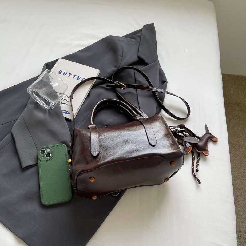 Fashion Tote Leather Women Simplicity Handbag Solid Vintage Shoulder Messenger Bag For Ladies
