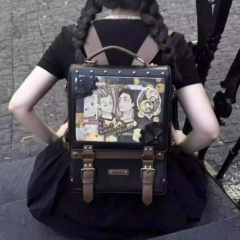 MBTI Punk Womens Backpack Y2k Gothic Fashion Vintage Designer Casual Backpacks College Style Haruku Transparent Bag