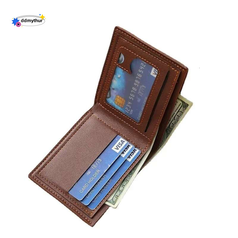 Fashion Men Short Bifold PU Leather Mascua Billetera Credit ID Card Holder Wallet Billfold Purse Solid Color Business Wallets ddmythur