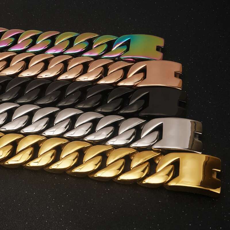 Factory Wholesale 26/32mm Width Big Thick Cuban Link Chain Bracelets Necklaces For Women and Men Silver Gold Color Jewelry