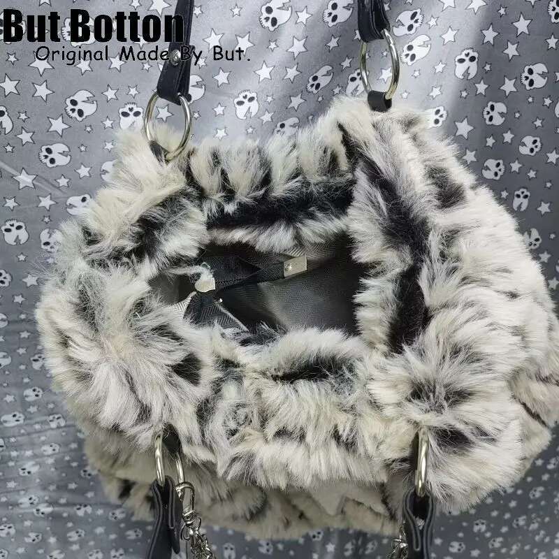 Women Y2k Girl Vintage Large Capacity Gothic Handbag Tote Haruku Bag Stars Furry One Shoulder Underarm Bags Messenger Bags