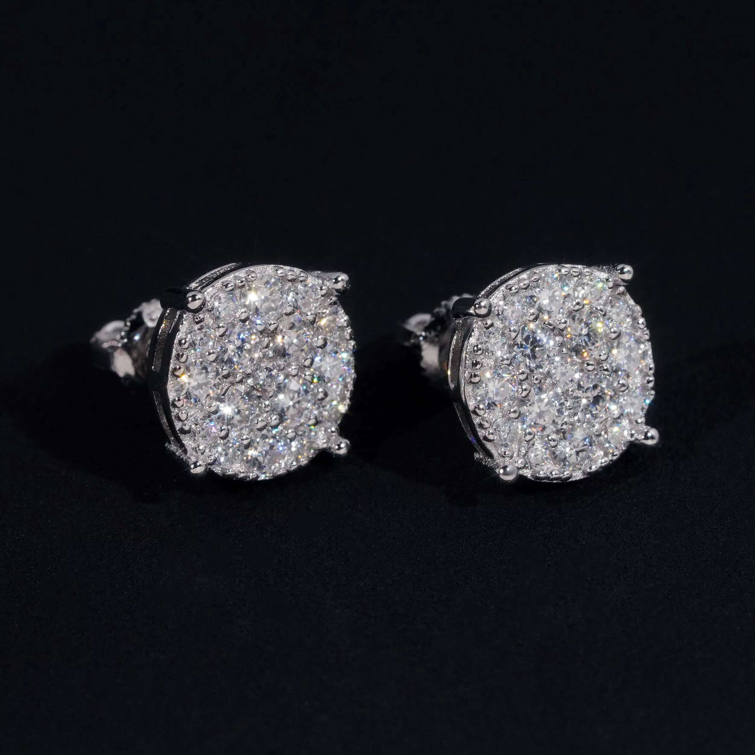 Pass Diamond Tester VVS Fully Moissanite Ear Stud 925 Sterling Silver Men Women Iced Out Moissanite Diamond Earrings