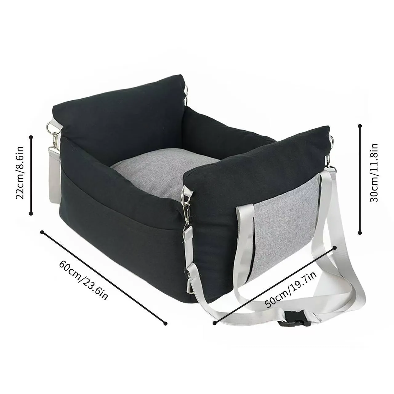 Small Dog Car Seat Waterproof Dog Booster Seat for Car with Storage Pockets, Clip-On Safety Leash and Thickened Memory Foam Filling, Pet Travel Carrie