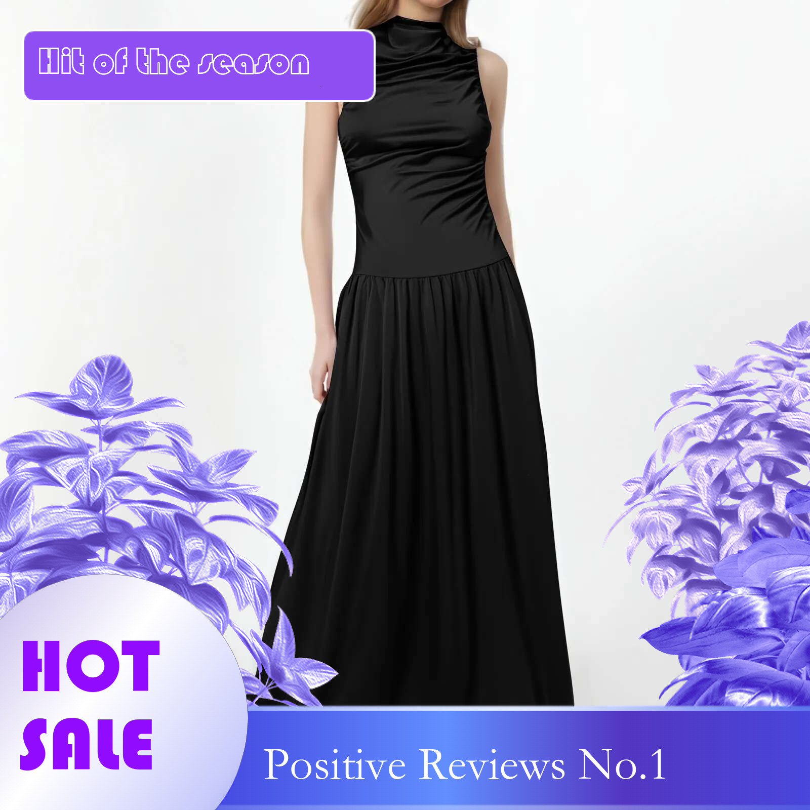 Dongdumaoyi Elegant Sleeveless Maxi Dress For Women Fashion Solid Boat Neck Tank Dresses Ladies Sexy Ruched Long New In