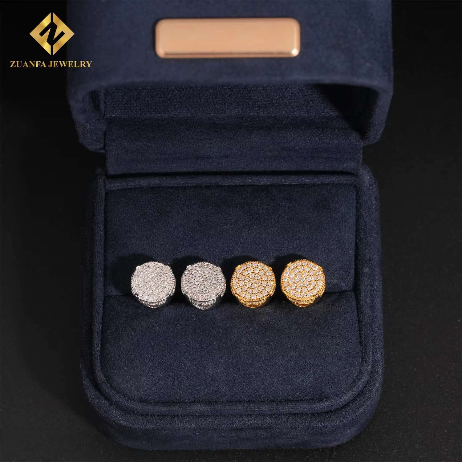 Bulk Stock Fast Shipping Ear Studs 3Rows VVS Moissanite Diamond 925 Silver Hip Hop Jewelry Iced Out Stud Earring Men Women