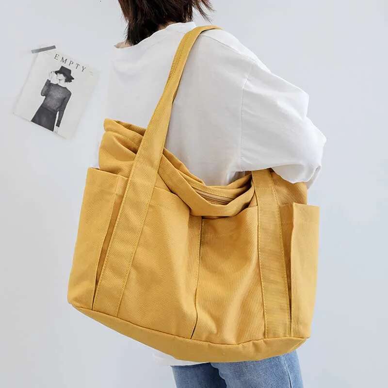 Hylhexyr Travel Canvas Handbag Fashion Large Capacity Cotton Shopping Tote Bags Reusable Women Shoulder Bag