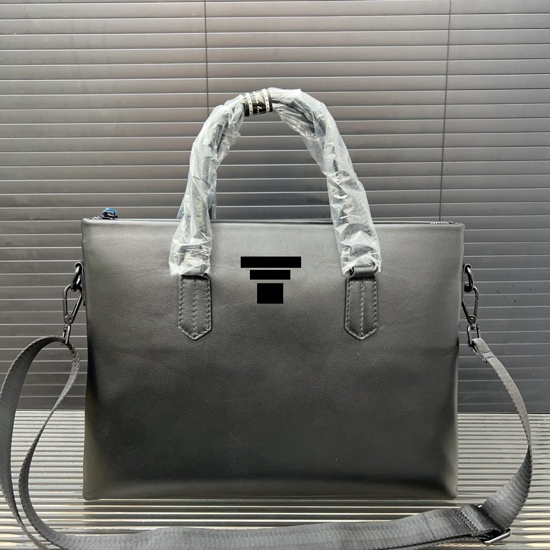 designer men's pure leather patent canvas black crossstripe briefcase messenger bags laptop bag business office bag cross-body traveling shoulder bag purse 26SS