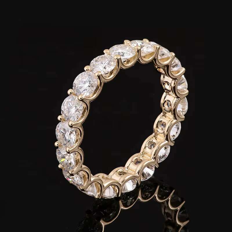 Redoors 3mm 0.1ct Round Brilliant Cut DEF Color Wholesales 10K Yellow Gold Moissanite Ring Band Wedding Band Provence Jewelry