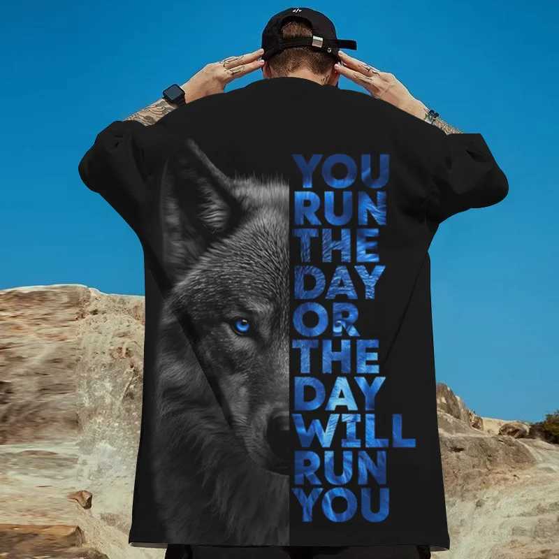 Animal mens T-shirt 3D wolf print street Harajuku short sleeved top T-shirt summer casual sportswear loose oversized T-shirtXJ250409