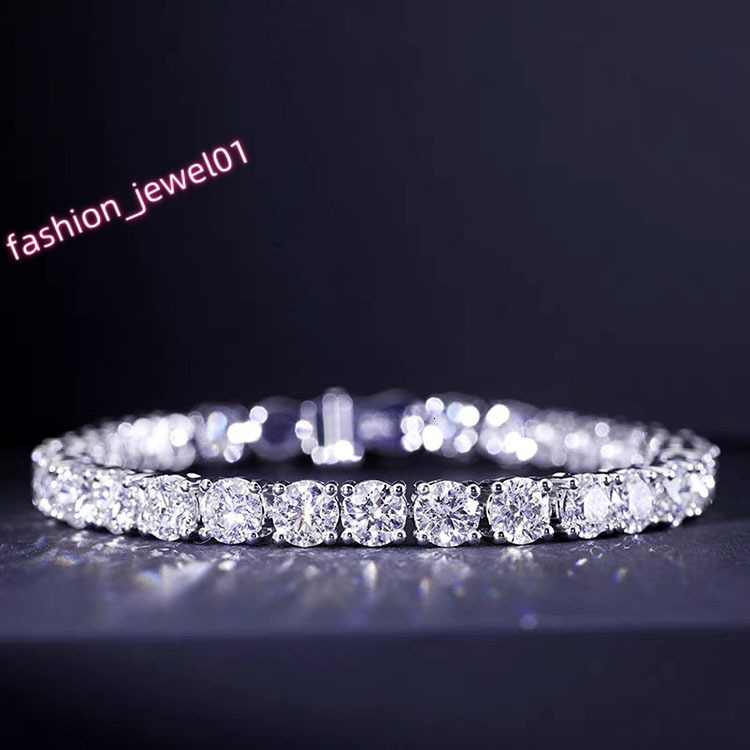 Ready to Ship Gold Plated Silver D Color VVS Moissanite Diamond Tennis Chain Bracelet With GRA Certificate