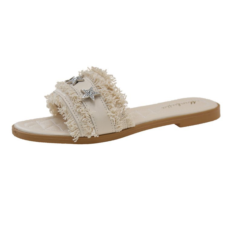 Women's 2025 Summer flip-flops Square heels Low heels rubber casual Everything Stars flat sandals beach shoes