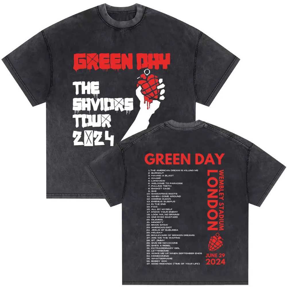 Washed Retro Punk Band Green Day Dookie Graphic T-shirt Mens Classic Gothic Rock T-shirt Mens Extra Large T-shirt Mens Street ClothingXJ250409