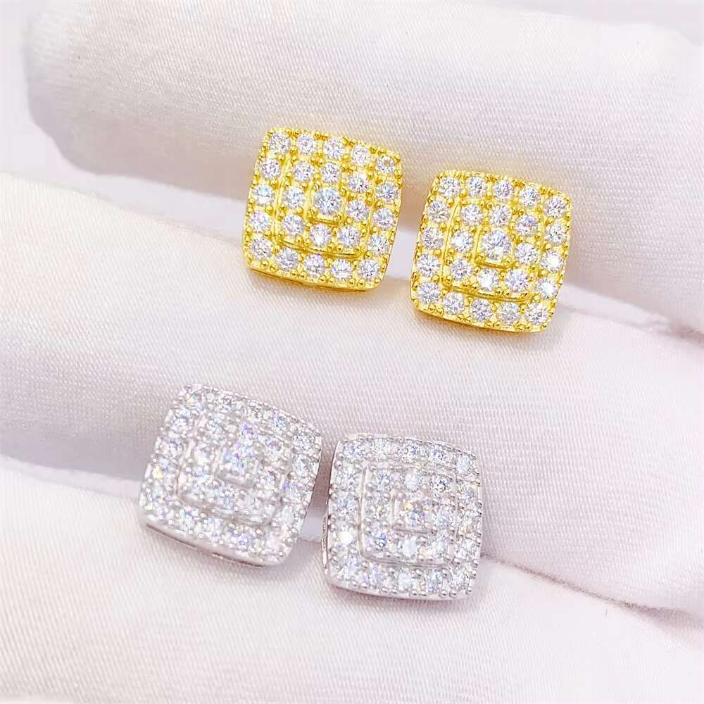 Factory Price Sterling Silver Custom Women Jewelry Fashion Jewelry Hiphop Iced Out Jewelry Vvs Moissanite Stud Earrings