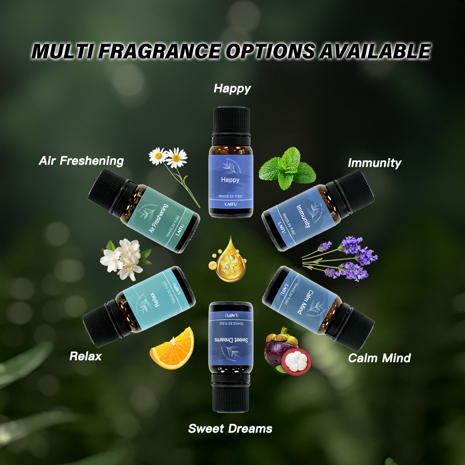 6x10ml Essential Oil Blend Set, Aromatherapy Essential Oil Kit, Fresh Air Deodorant for Home & Office, A Variety of Complex Fragrances for Diffuser & 