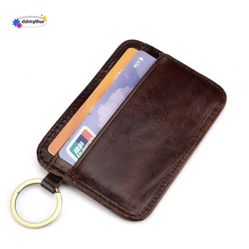 New Vintage Genuine Leather Mini Wallet Men's Credit Card Holder Slim Clutch Money Bag Small Coin Purse For Women ddmythur