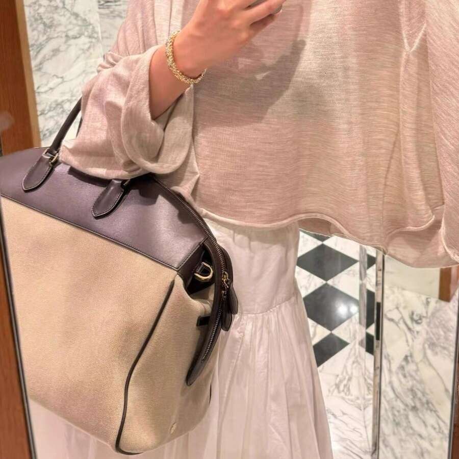 Boston Bags Shoulder Fashion leather Strap Designer Crossbody Handbag Large Capacity Canvas Women's Simple Tote Bag