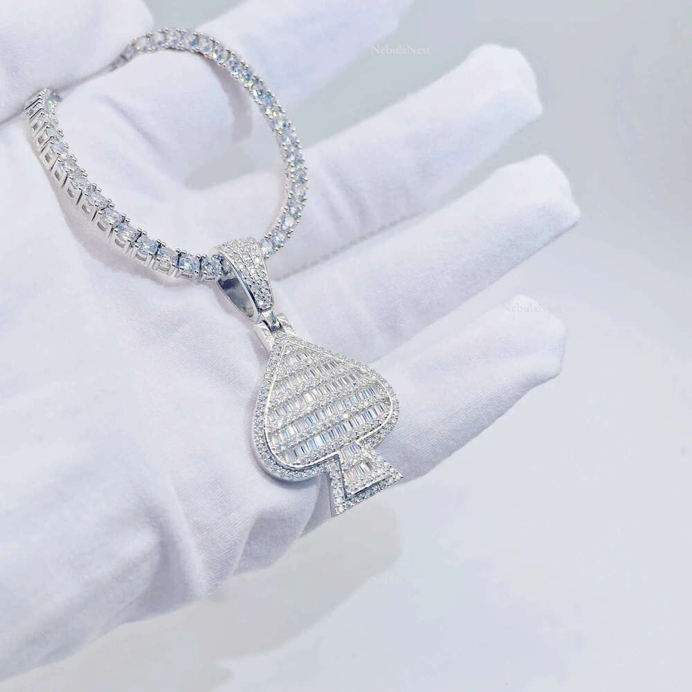 Iced out Jewelry Fashion hip hop Spade design custom Gold Sier Plated pendant VVS Moissanite Pendant